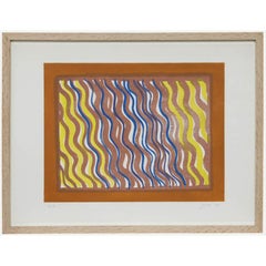 Modernist 1973 Aquatint - Abstract Waves