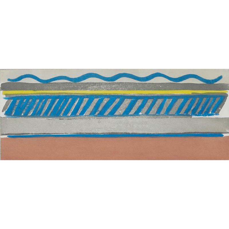 Aquatinte moderniste de 1973 - Veuillez vous tenir derrière la ligne jaune - Print de Unknown