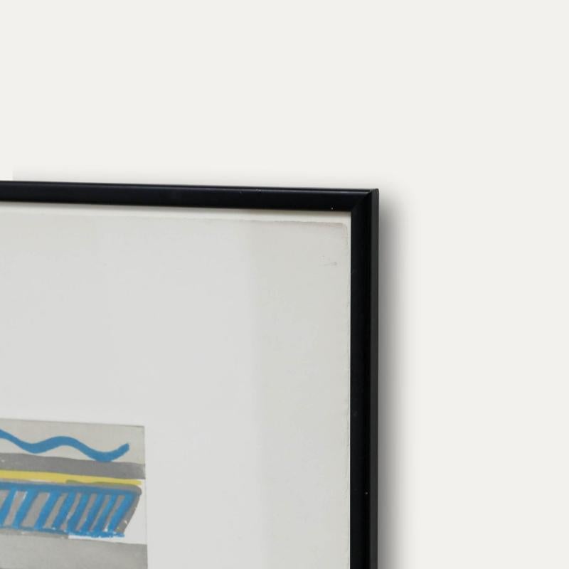 Aquatinte moderniste de 1973 - Veuillez vous tenir derrière la ligne jaune en vente 1