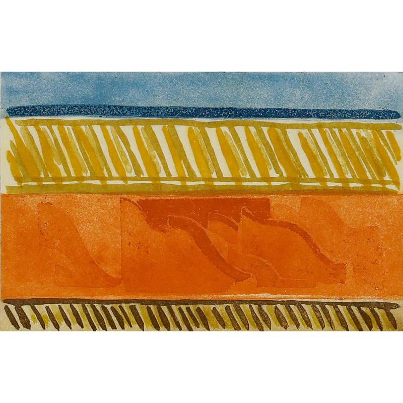 Modernist 1974 Aquatint - On the Platform - Print by Unknown