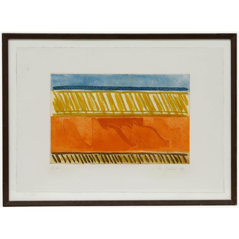 Modernist 1974 Aquatint - On the Platform