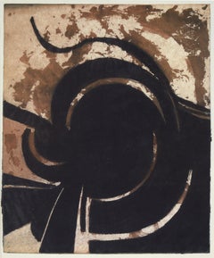 Impression moderniste - Spirales abstraites en brun et noir