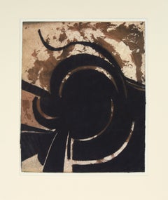 Impression moderniste - Spirales abstraites en brun et noir
