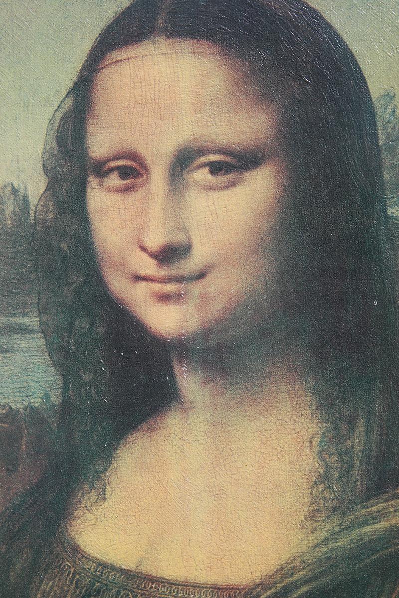 Mona Lisa Inspired Portrait Print - Gray Figurative Print by Unknown
