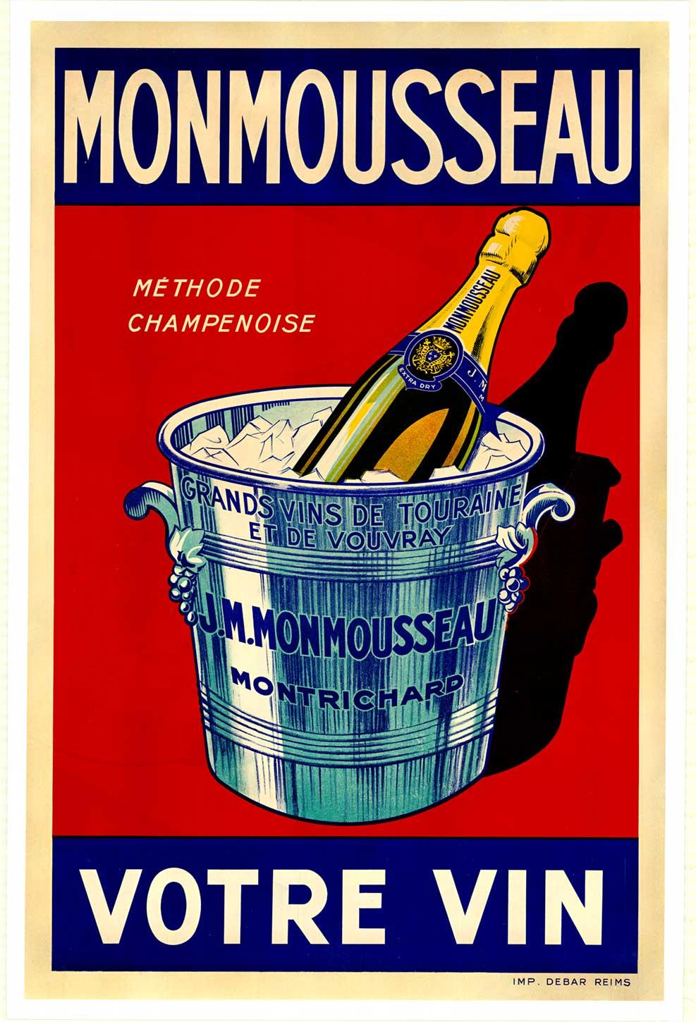 Monmousseau Votre Vin Original funkelndes Champagner-Vintage-Poster