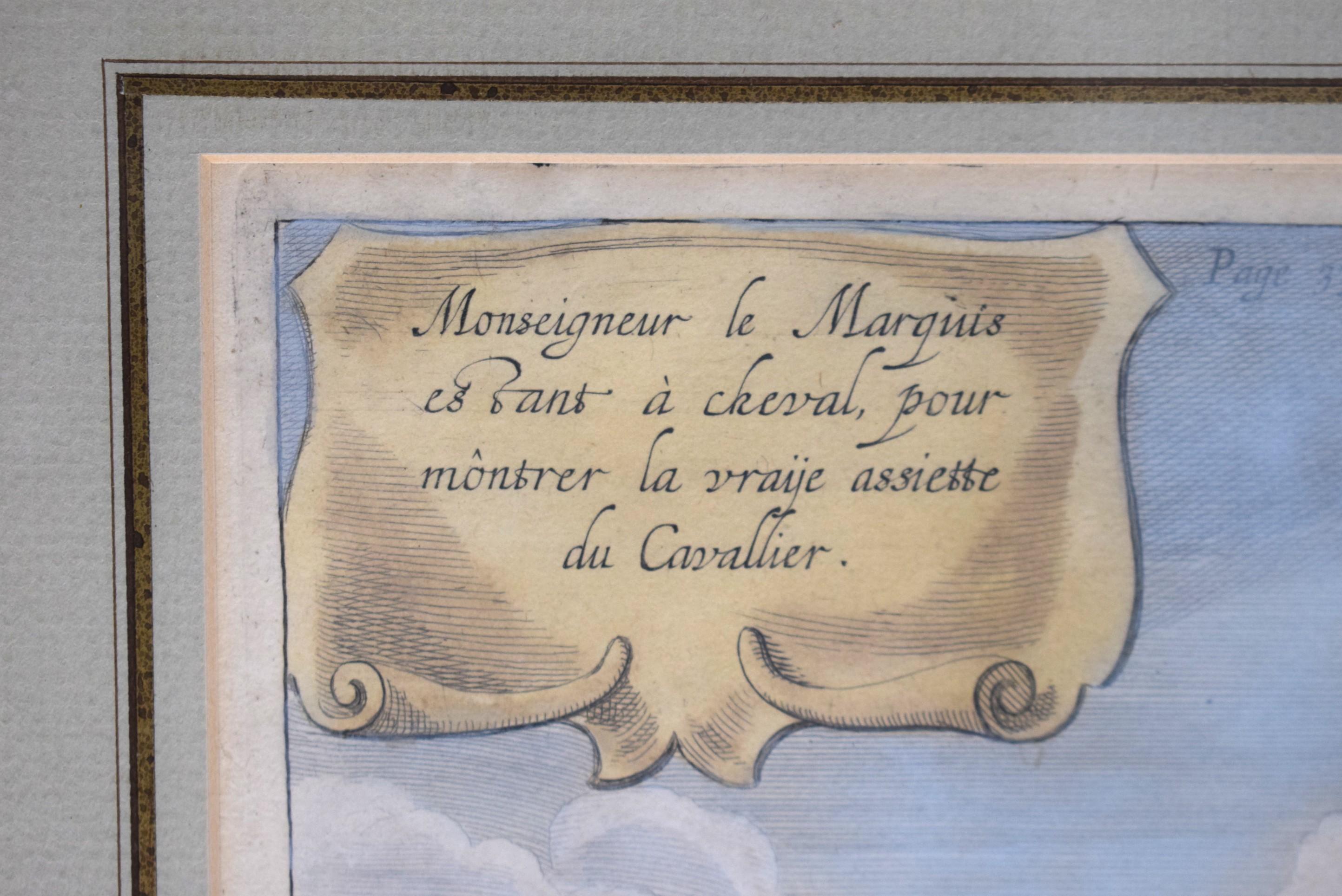 Monseigneur le Marquis estant à cheval, pour Mônsrer la vraije assiette du Caval For Sale 1