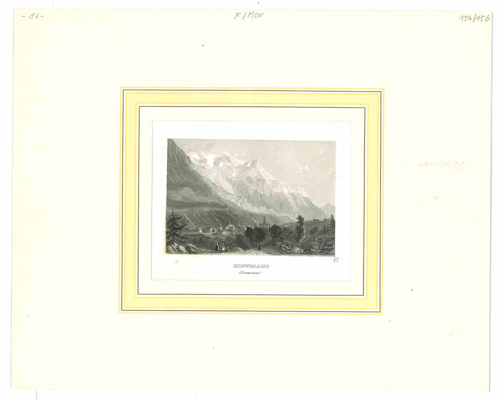 Unknown Landscape Print - Montblanc - Original Lithograph - Mid-19th Century
