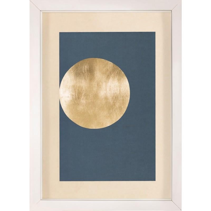Unknown Abstract Print - Morning Glory, Blue 1, Gold Leaf, Framed