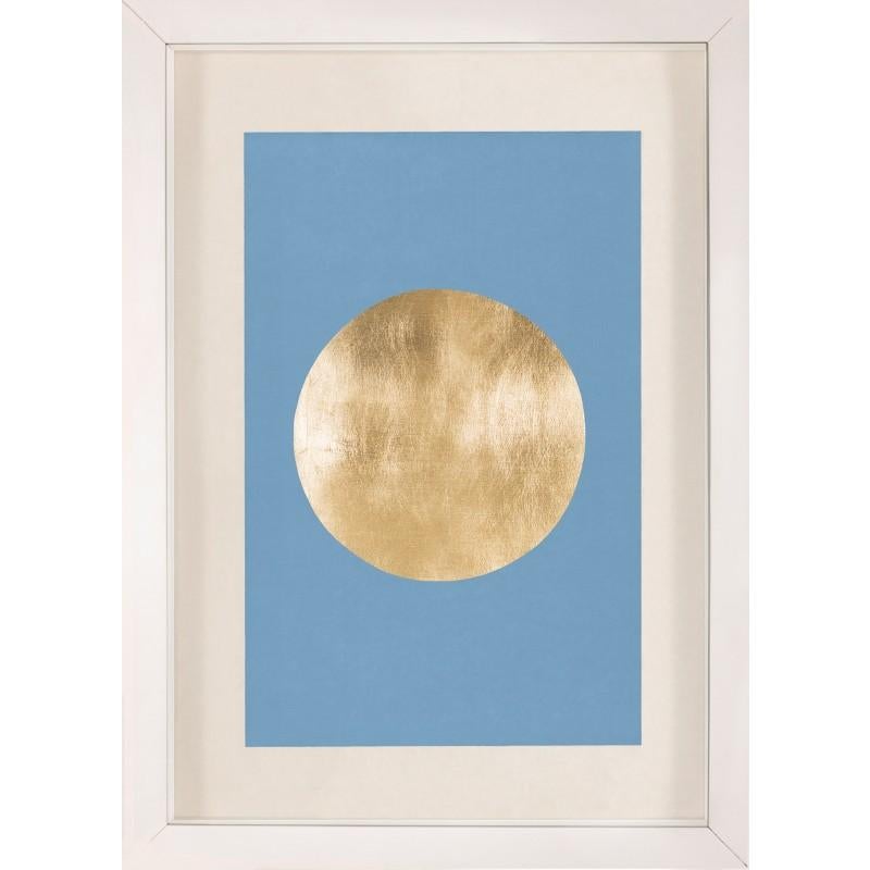 Unknown Abstract Print - Morning Glory, Blue 2, Gold Leaf, Framed