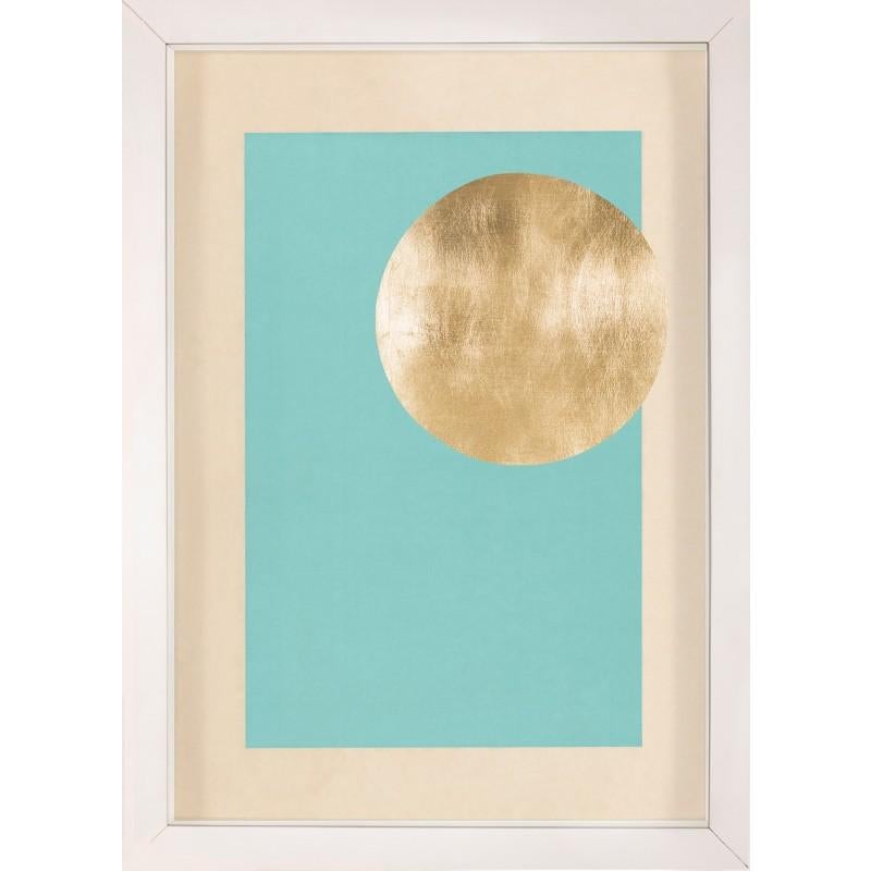 Unknown Abstract Print - Morning Glory, Blue 4, Gold Leaf, Framed