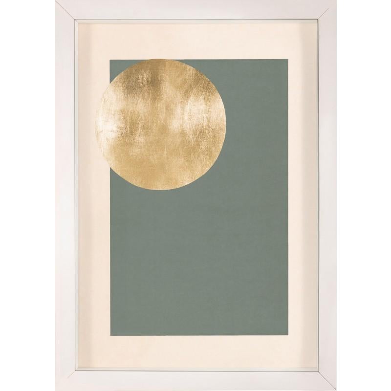 Unknown Abstract Print - Morning Glory, Green 1, Gold Leaf, Framed