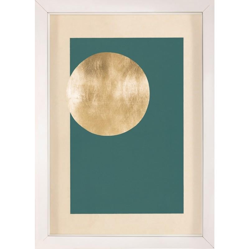 Unknown Abstract Print - Morning Glory, Green 2, Gold Leaf, Framed