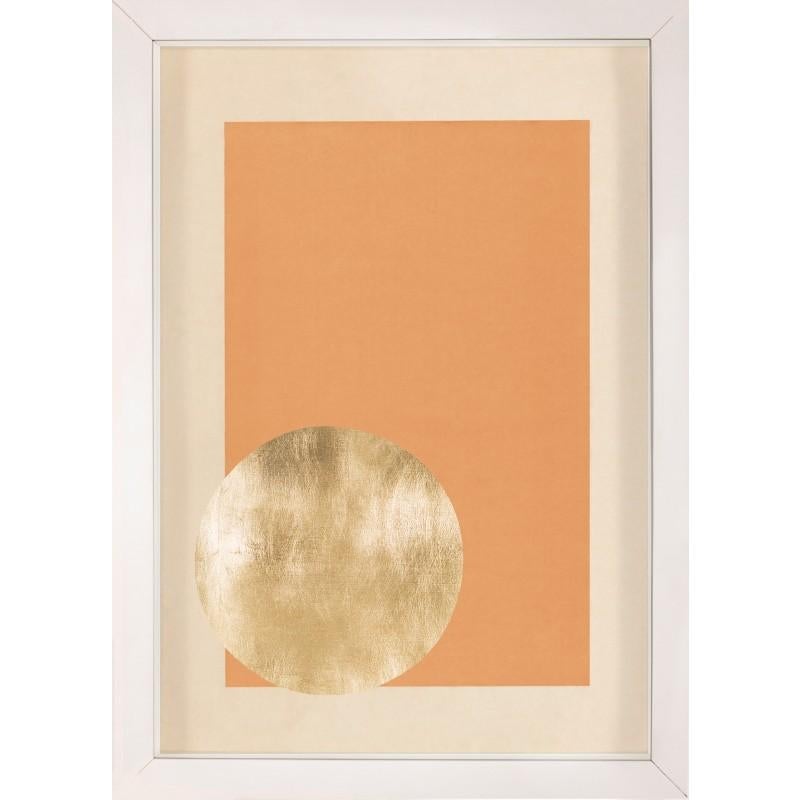 Unknown Abstract Print - Morning Glory, Orange 1, Gold Leaf, Framed