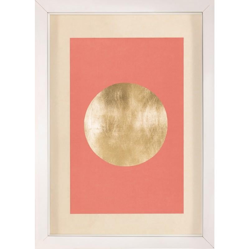 Unknown Abstract Print - Morning Glory, Red 2, Gold Leaf, Framed