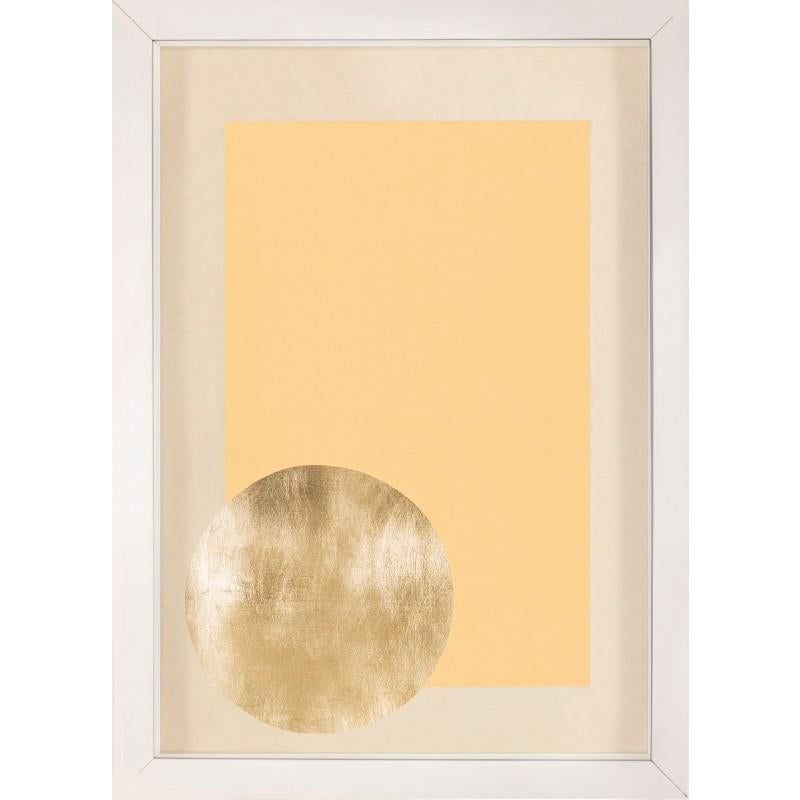 Unknown Abstract Print - Morning Glory, Yellow, Gold Leaf, Framed