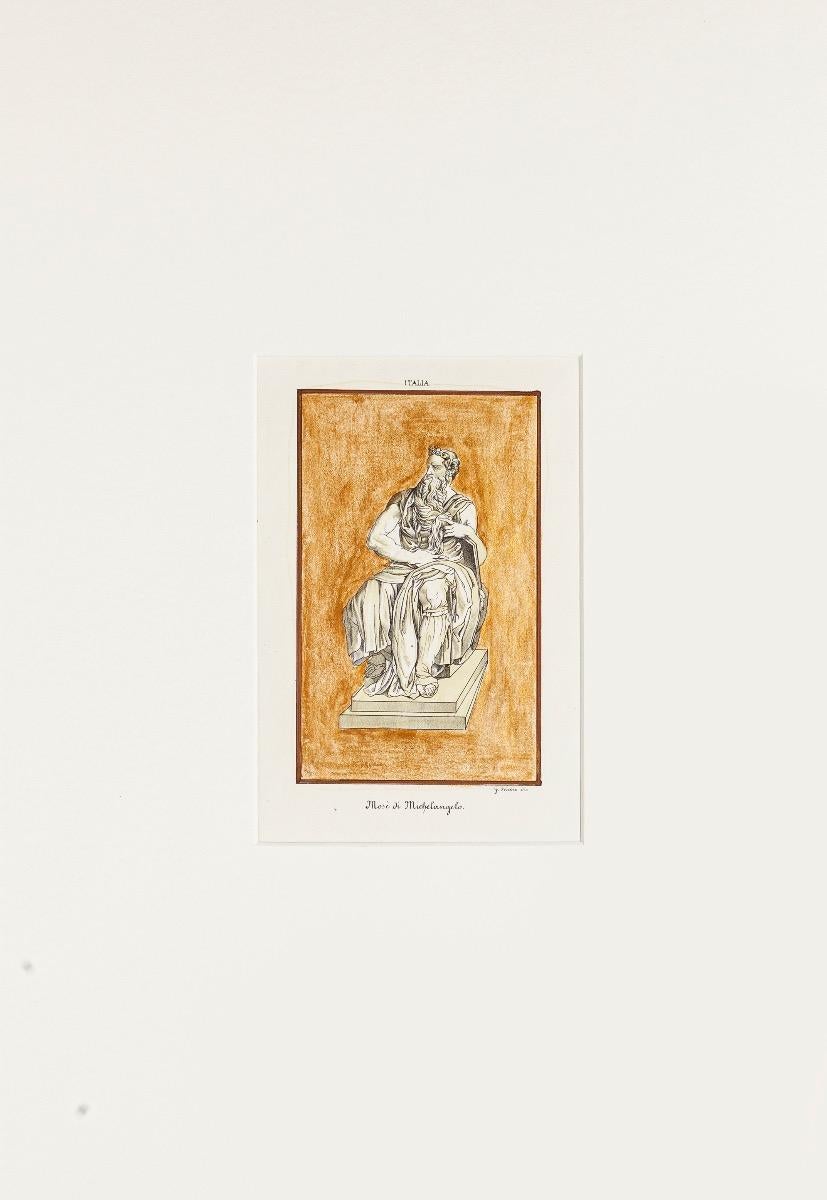 Mosè di Michelangelo - Original Etching signed 