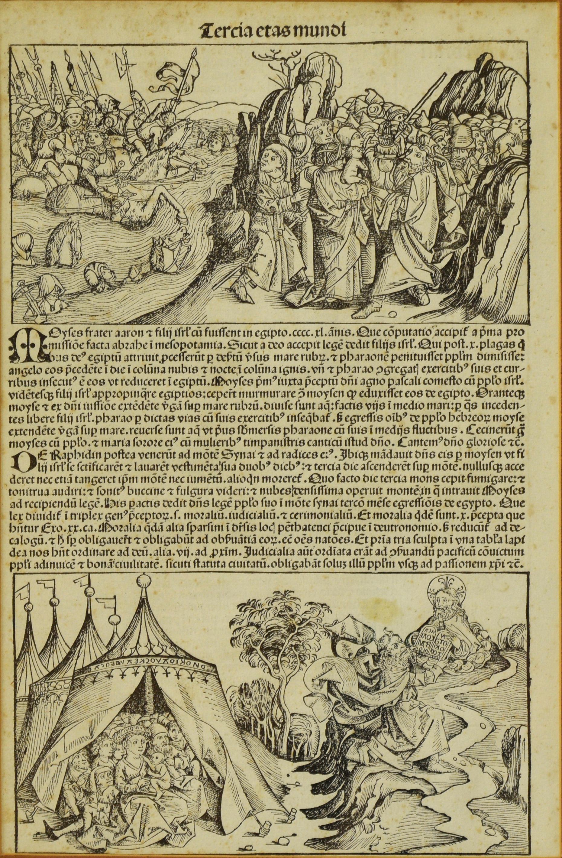 Moses Parts the Red Sea & Receives the Ten Commandments - Print by Unknown