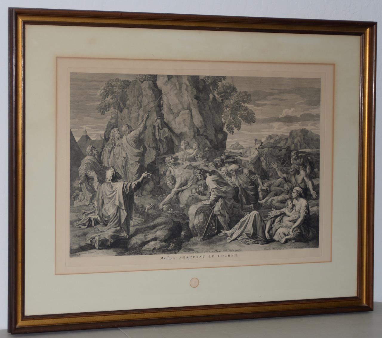 Unknown Landscape Print - "Moses Strikes the Rock" Louvre Museum Etching Late 19th Century