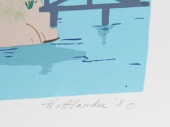 Mountain Bridge, Folk Art Screenprint by Jack Hofflander