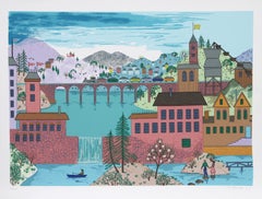 Mountain Bridge, Volkskunst-Raumteiler von Jack Hofflander