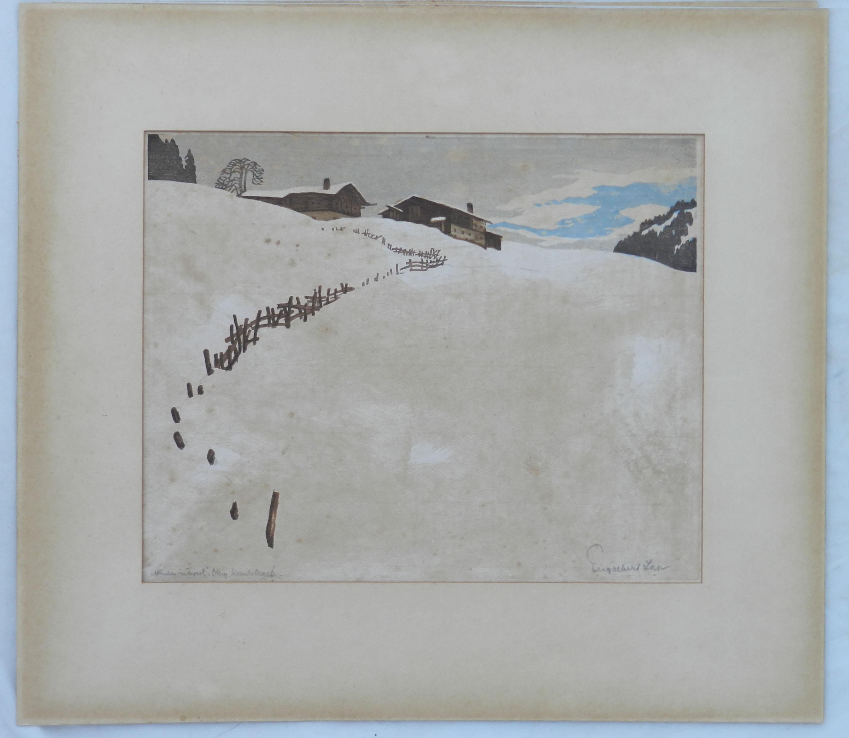 Deutsche signierte Schneeszene im Art-déco-Stil, frühes 20. Jahrhundert im Angebot 7