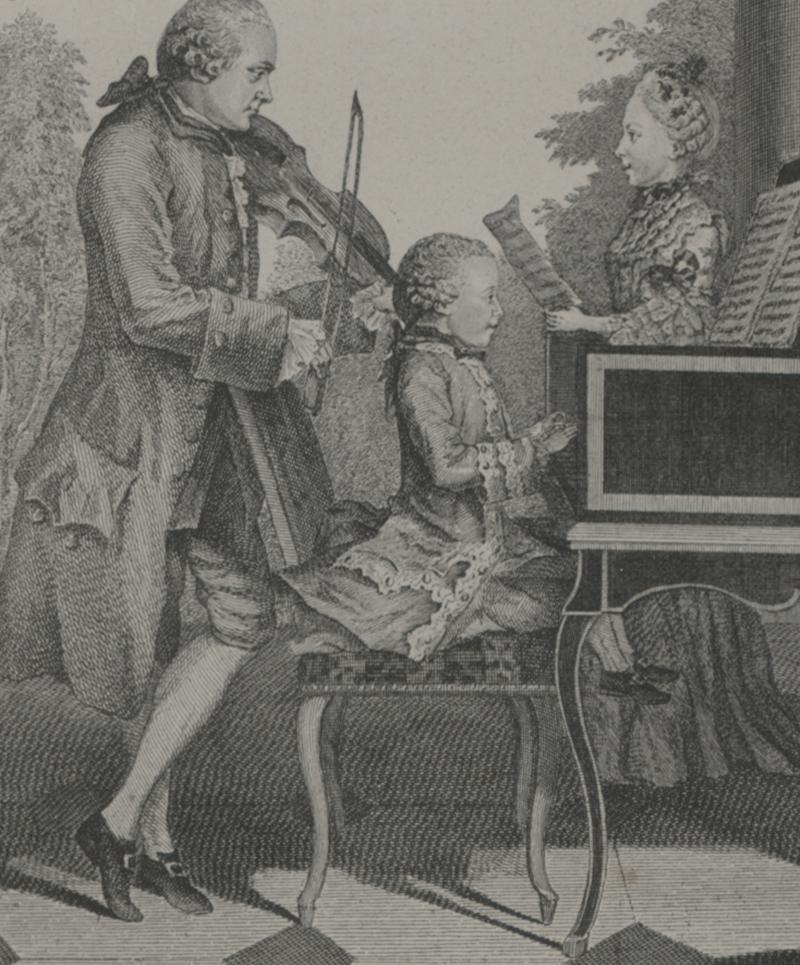Mozart Family Making Music - Realist Print by Unknown