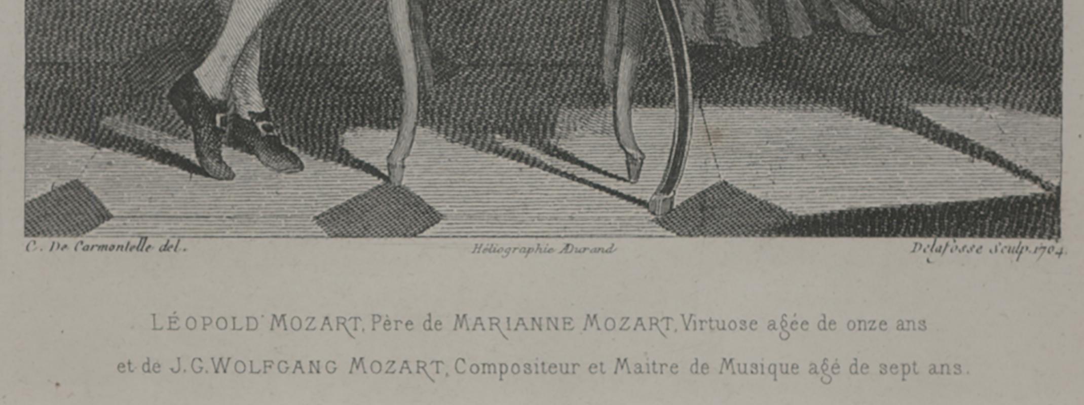 Mozart Family Making Music - Gray Figurative Print by Unknown