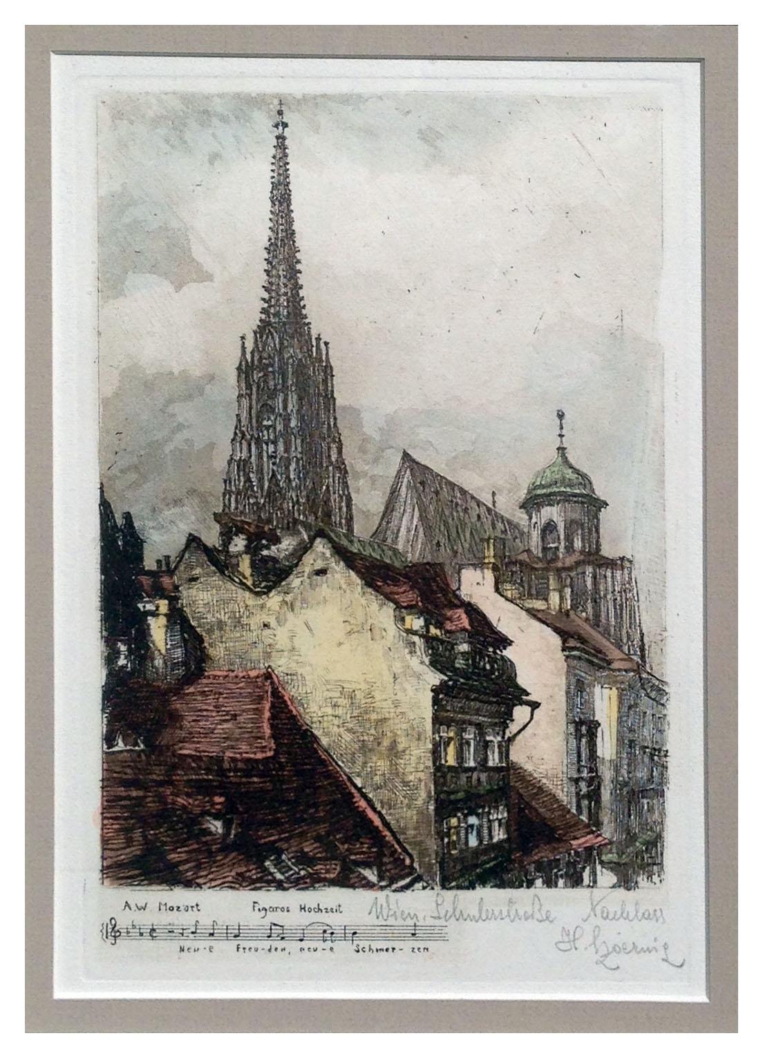Mozart’s Residence with Symphony St. Stephans Cathedral - Vienna, Austria  - Print by HENRY GOERING