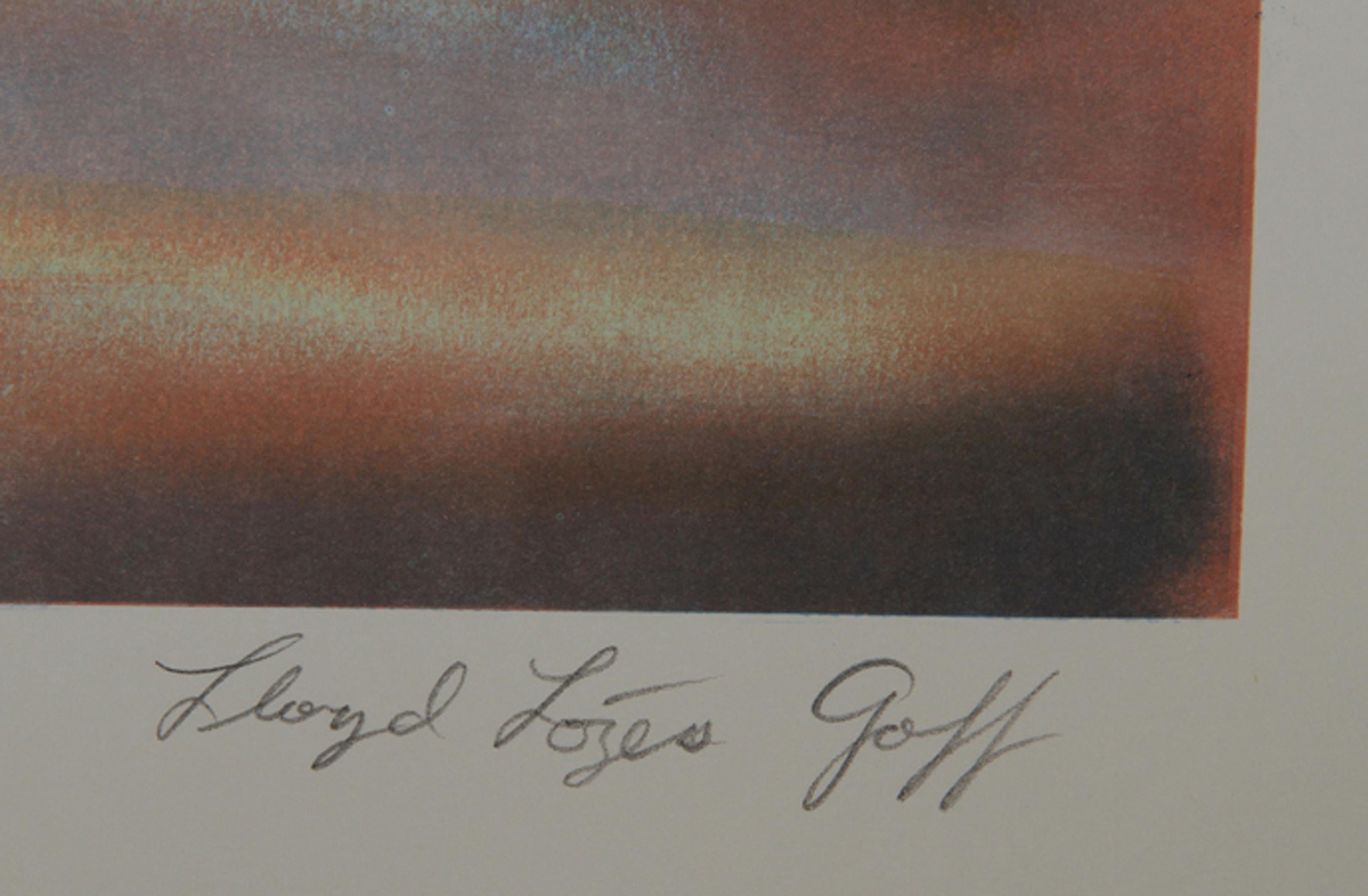 Mt. Taylor, Surrealist Lithograph by Lloyd Lozes Goff - Gray Landscape Print by Unknown