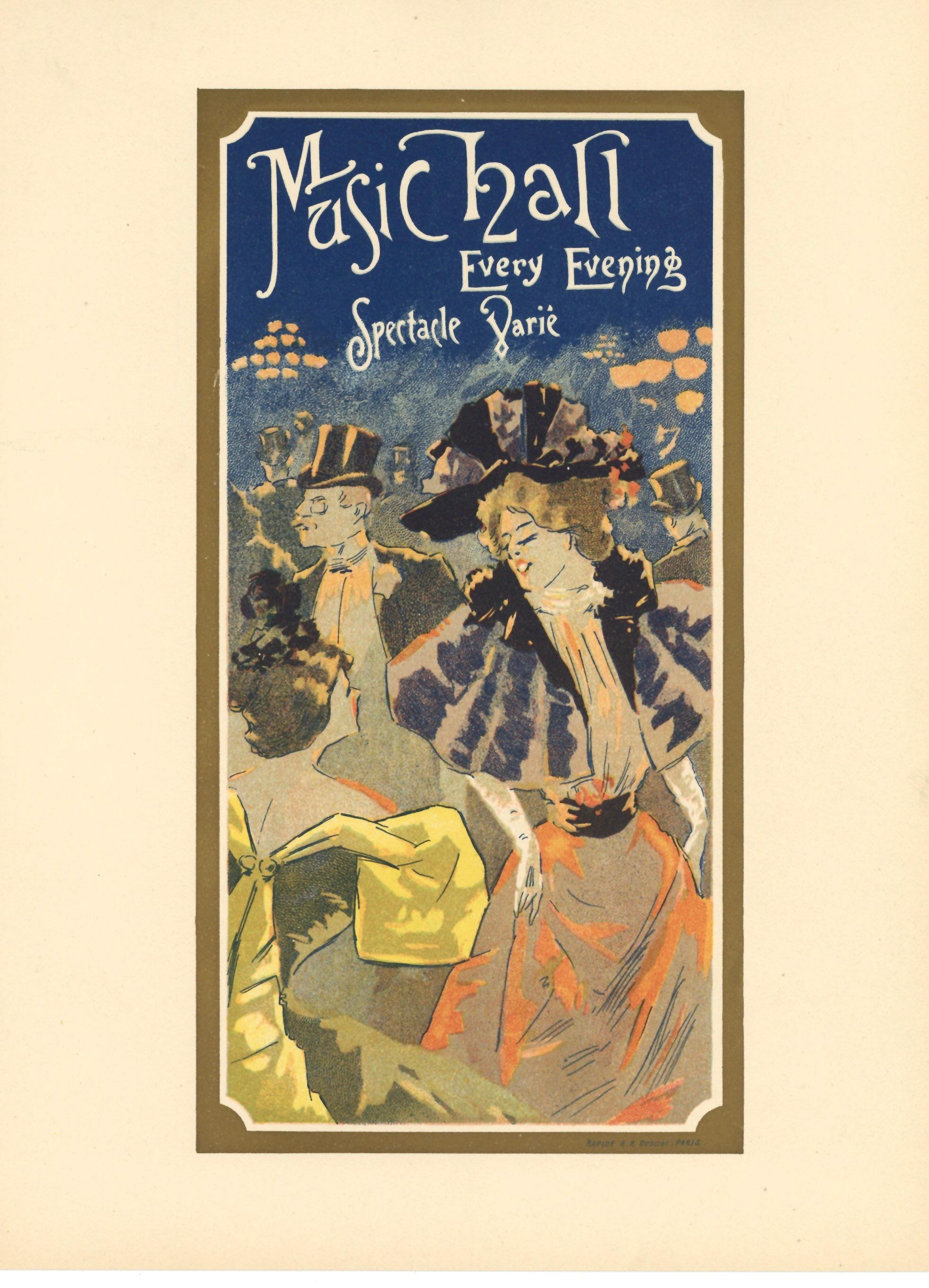 Cartel litografía francesa "Music Hall", impreso en 1897 - Print de Unknown
