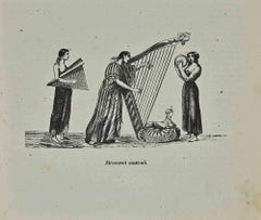 Instruments de musique - Costumes anciennes - Lithographie - 1862