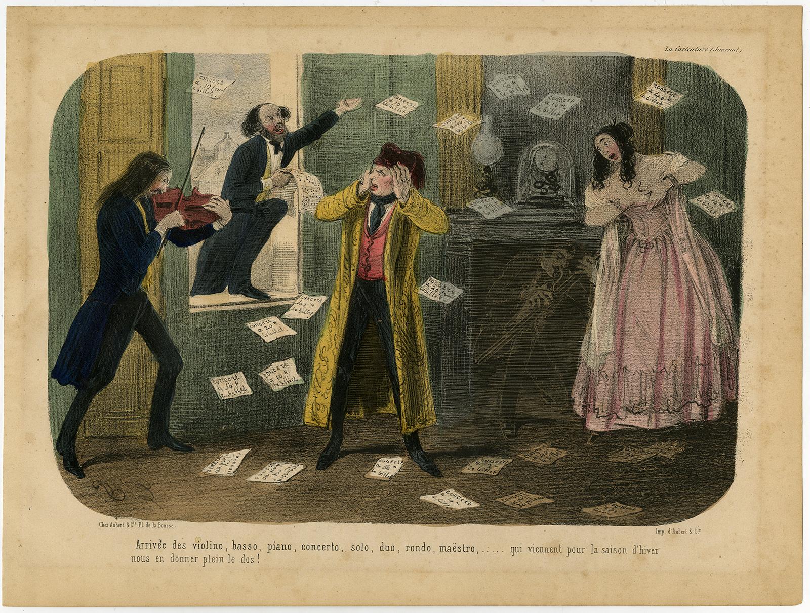 Unknown Portrait Print - Musical winterseason in Paris - satire - Lithograph - 19th Century