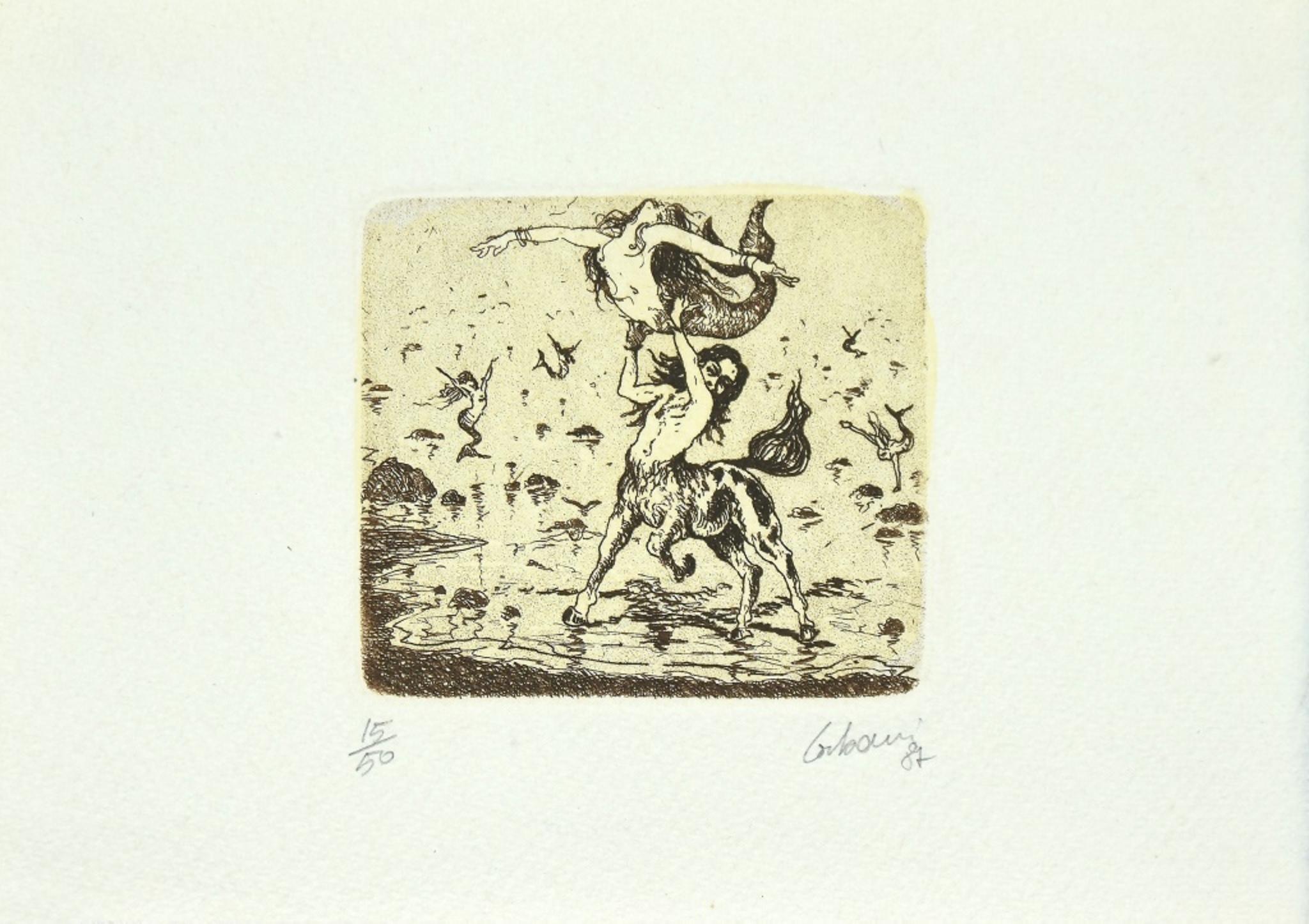 Unknown Figurative Print - Mythology - Original Etching - 1987