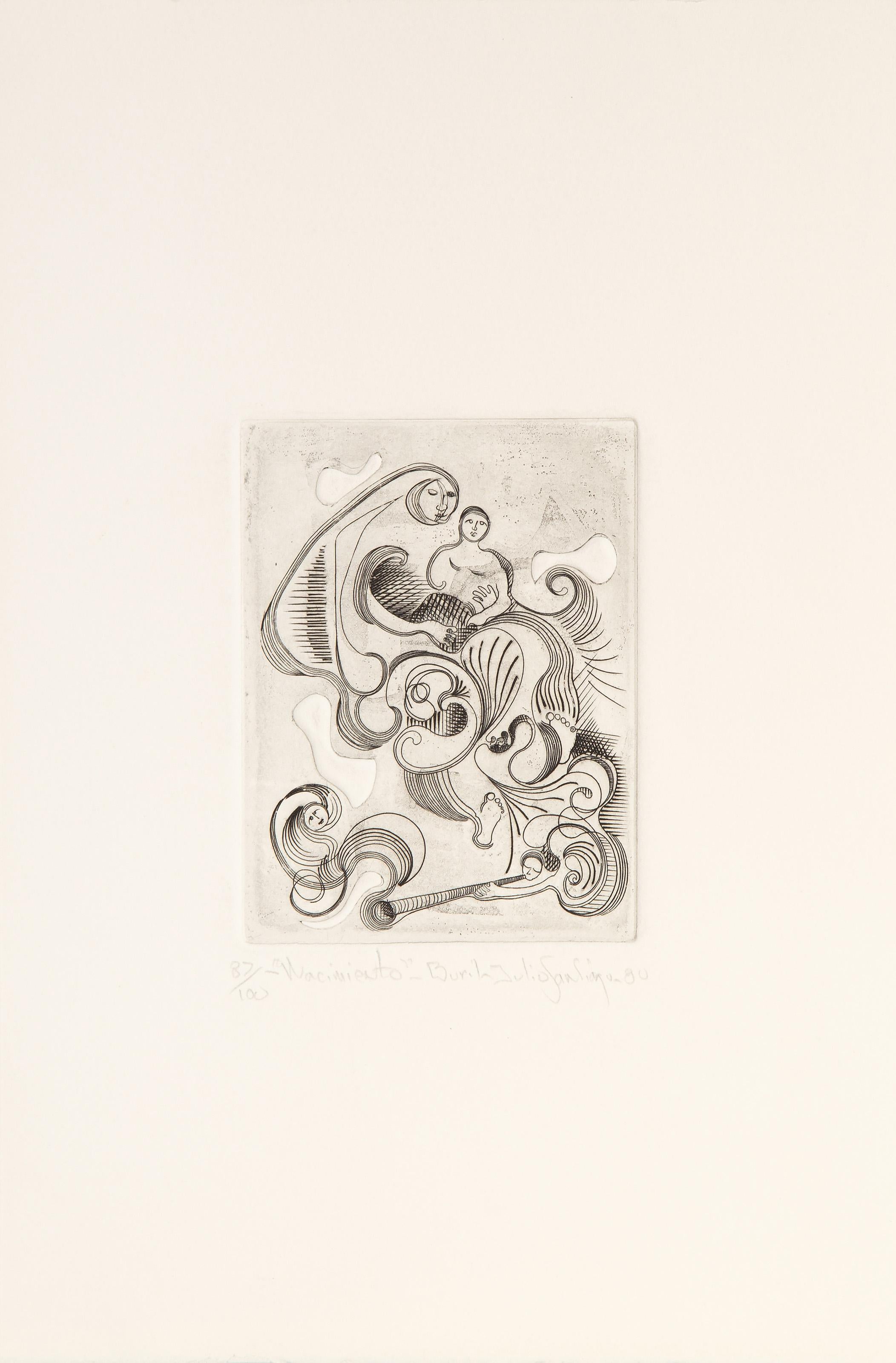 Nacimiento, Modern Etching by Julio Santiago 2
