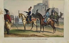 Nasereddin Shah, König von Persien und seine Soldaten – Lithographie – 1862