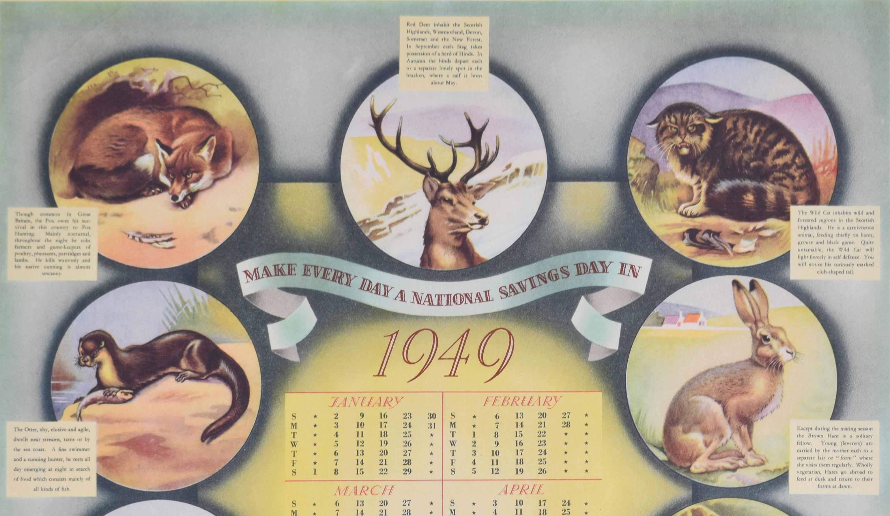 National Savings 1949 Original-Vintage- Kalenderplakat  – Print von Unknown