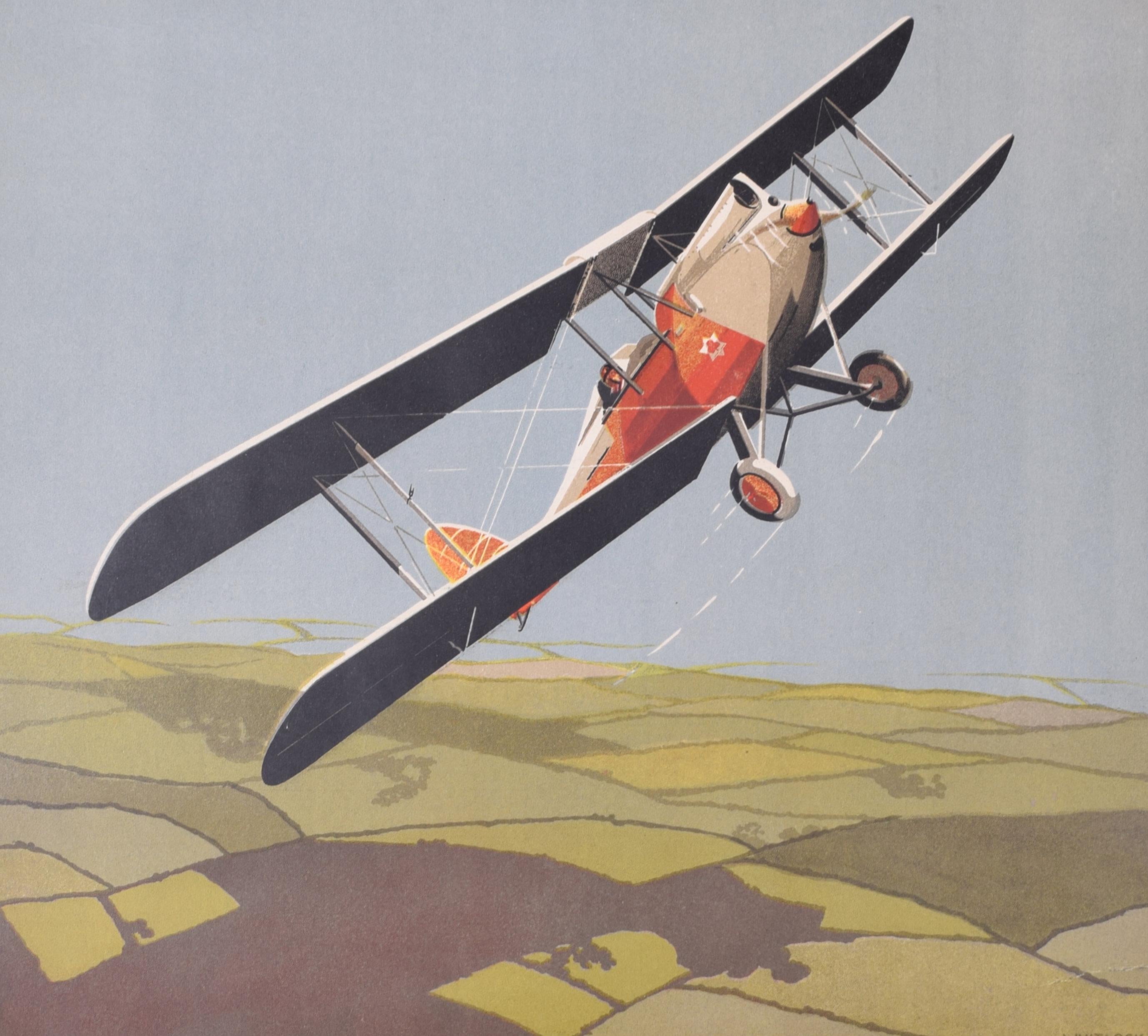National Savings biplane original vintage 1930s poster - Print by Unknown