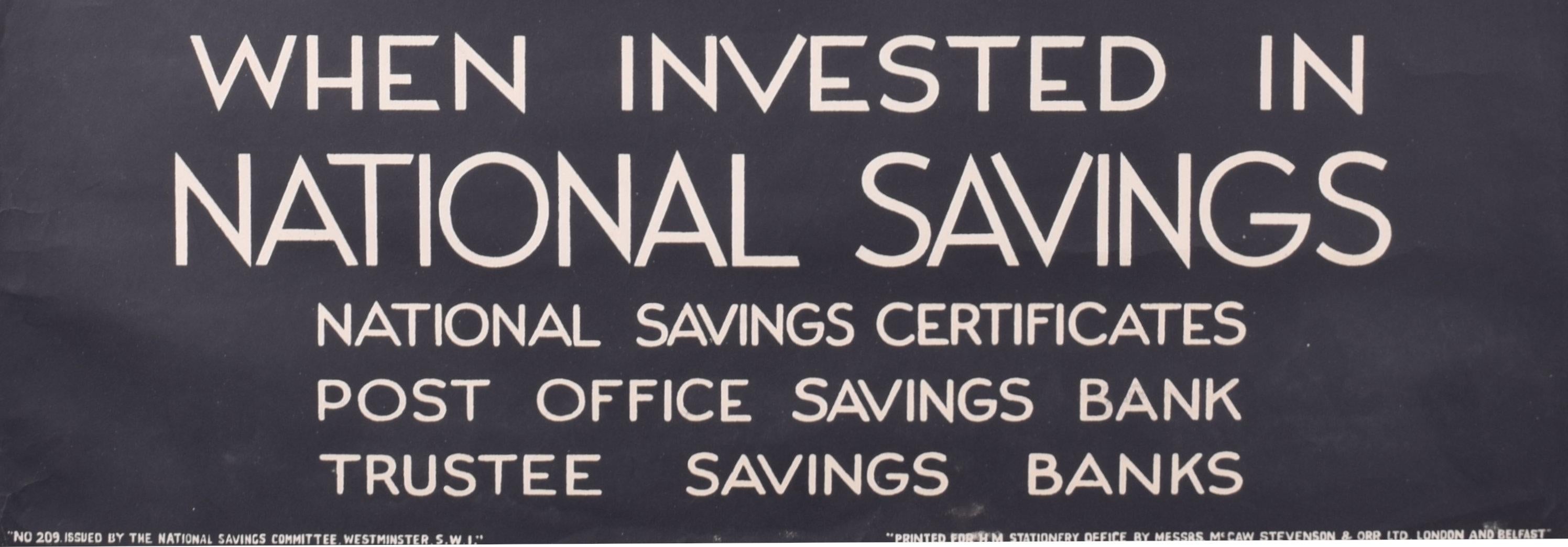 National Savings biplane original vintage 1930s poster - Modern Print by Unknown