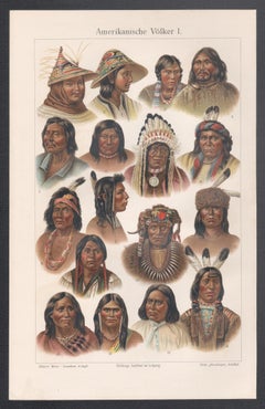 Eingeborene Nordamerikaner, deutsche Chromolithographie, um 1895