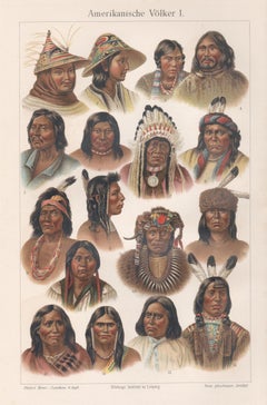 Eingeborene Nordamerikaner, deutsche Chromolithographie, um 1895