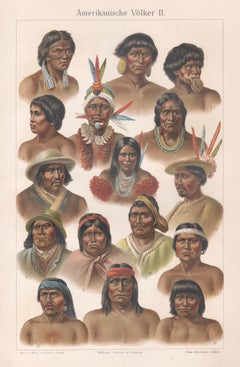 Nativi del Nord e del Sud America, cromolitografia tedesca, 1895 ca.
