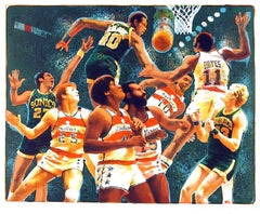 NBA, litografía realista estadounidense de Allan Mardon
