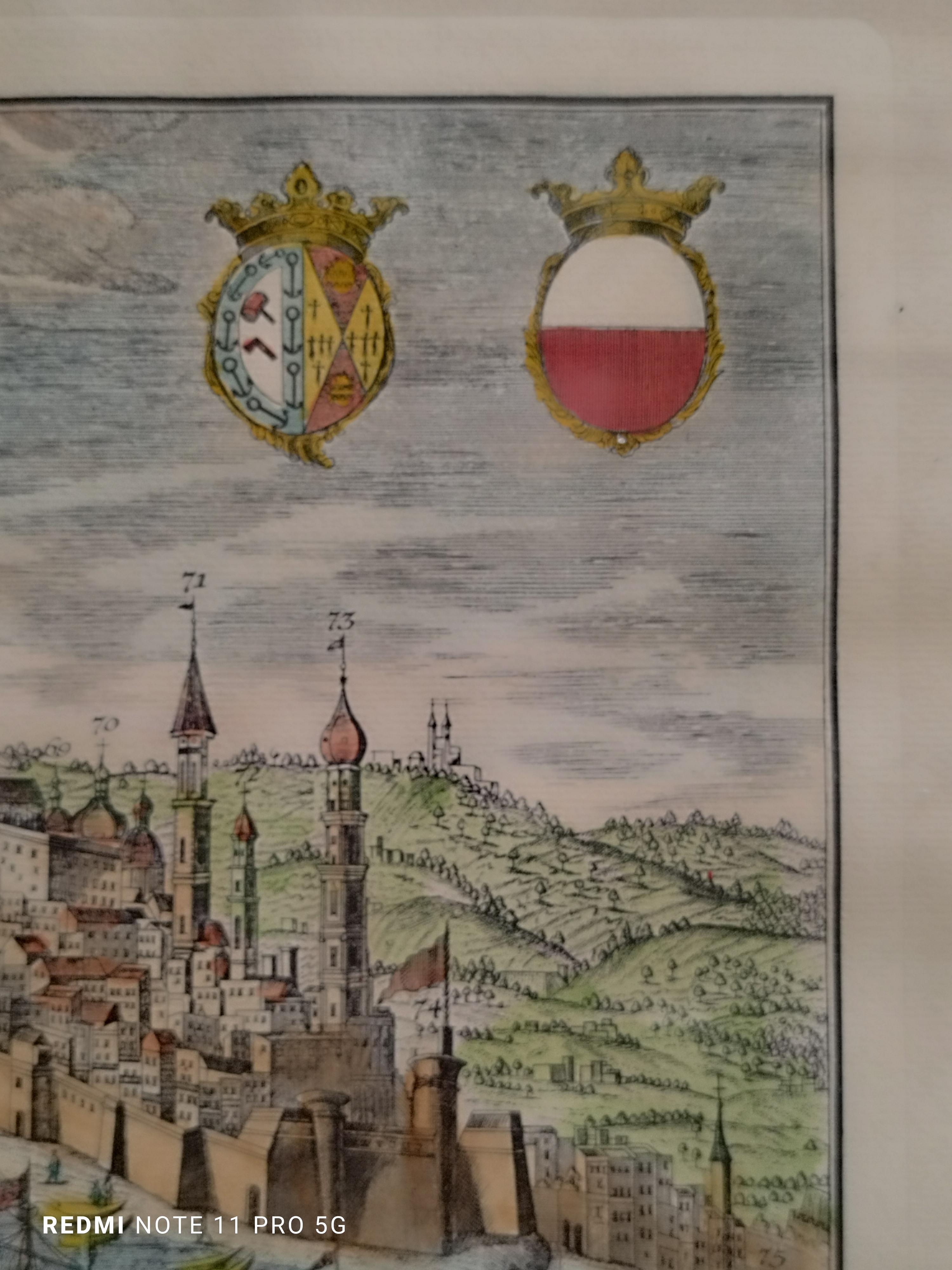Impression sur papier  belle estampe ancienne 'Vue de Naples' de Friedrich Bernhard Werner.
