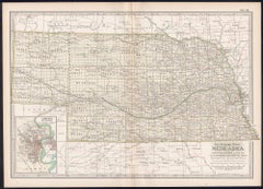 Nebraska. USA. Atlante di stato Century Atlas antica mappa d'epoca