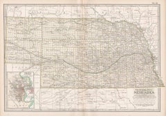 Nebraska. USA. Century Atlas state Antique vintage map