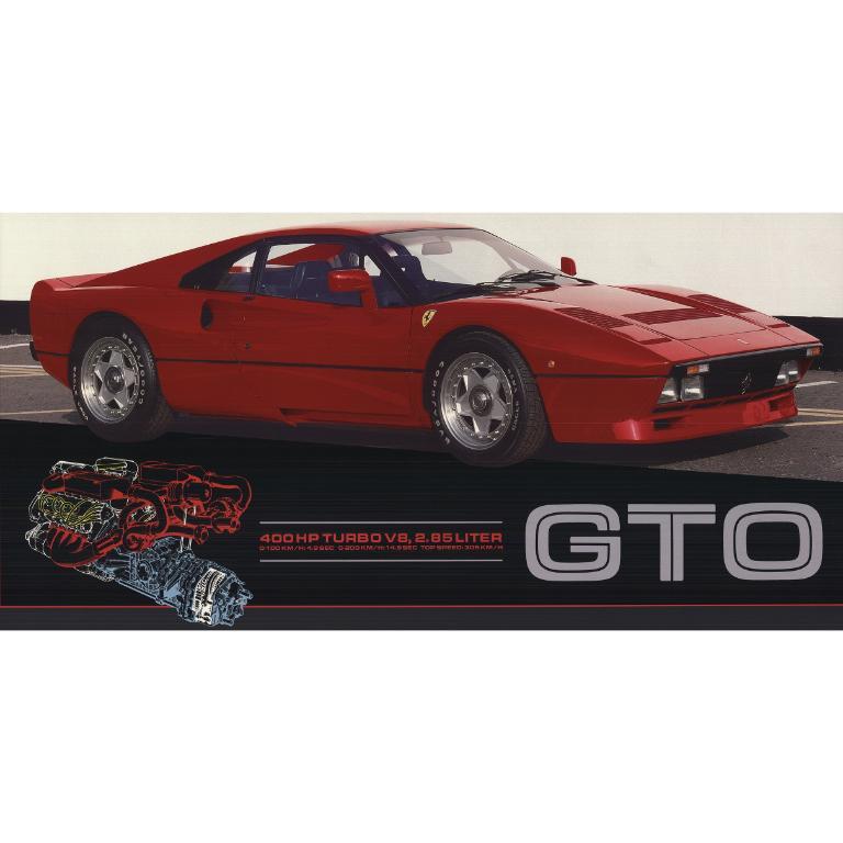 Paper Size: 24 x 36 inches ( 60.96 x 91.44 cm )
 Image Size: 15 x 33 inches ( 38.1 x 83.82 cm )
 Framed: No
 Condition: A-: Near Mint, very light signs of handling
 
 Additional Details: Advertisement poster for the Ferrari GTO. 
 
 Shipping and