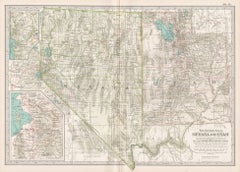 Nevada and Utah. USA. Century Atlas state antique vintage map