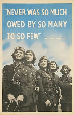 Vintage "Never was so much owed by so many to so few" Churchill WWII Aviation Poster