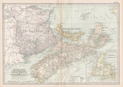 Le Nouveau-Brunswick, la Nova Scotia et l'île du Prince Edward, au Canada. Carte de l'Atlas du siècle