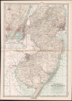 New Jersey. USA Century Atlas state antique vintage map